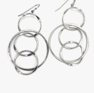 Lia Sophia Four Hoop Dangle Earrings Silver Toned